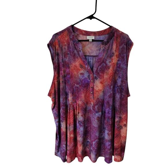 Avenue Women's Size 30/32 4-5XL Colorful Embroidered Hippie Boho Pintuck Top - Picture 5 of 9